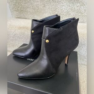 New Saks Fifth Avenue Black Suede Bootie, 6.5M